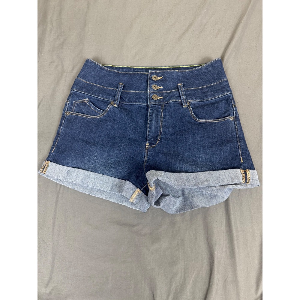 G by GUESS Womens High Waisted Cuffed Denim Shorts Dark Wash Blue Size 29 R60D08